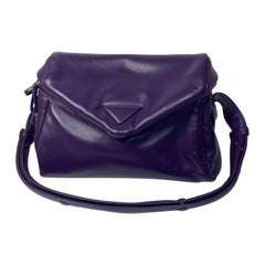 Prada Purple Padded Napa Leather Signaux Handbag -New