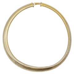 Christian Dior Vintage 1980s Ribbed Omega Snake Chunky Collar Choker Necklace