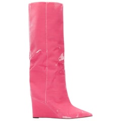 JIMMY CHOO Blake 110 pink velvet tall wedged pointy knee boots EU39