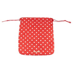 MIU MIU red white polka dot fully lined fabric drawstring pouch bag