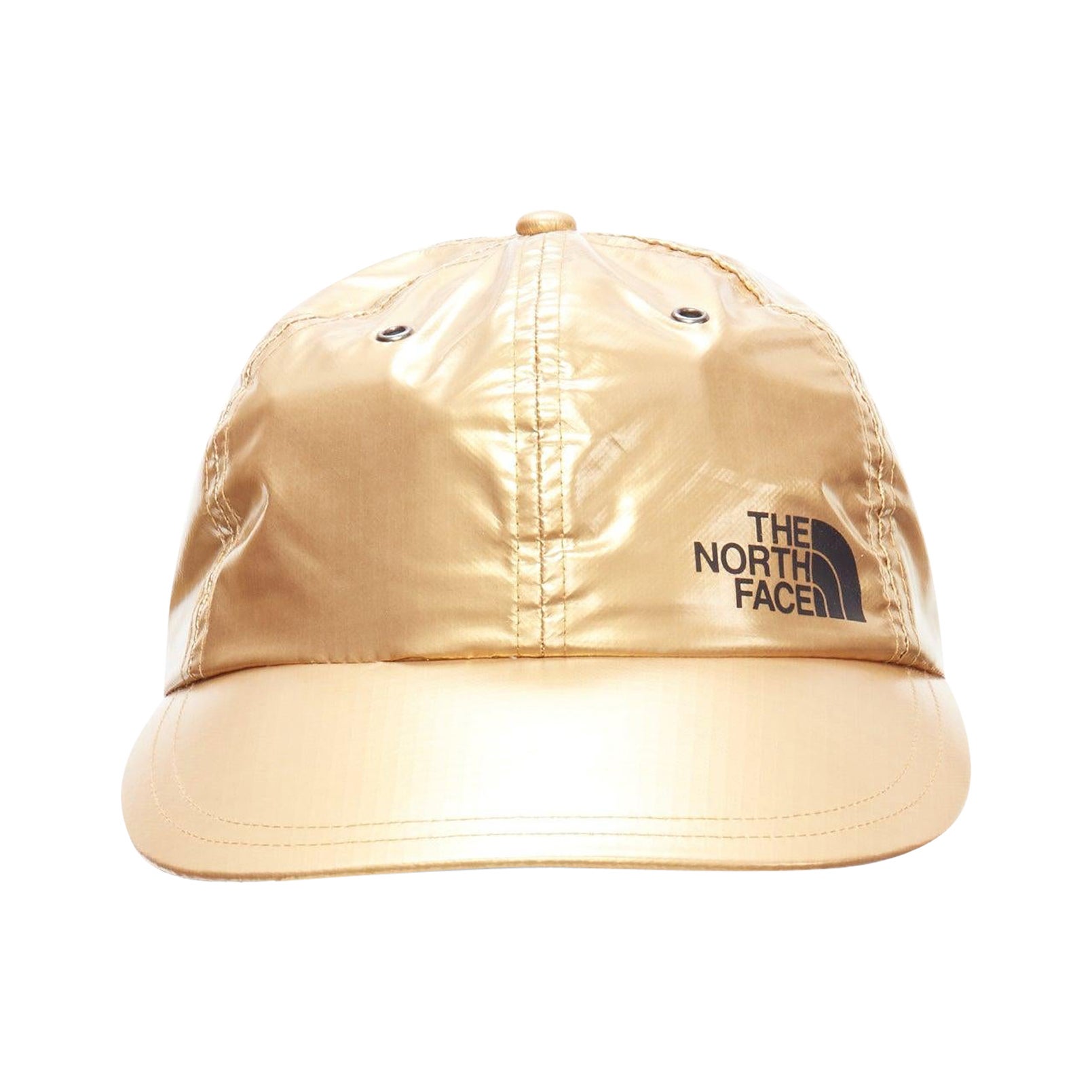 new SUPREME The North Face metallic gold black logo 6 panel cap For Sale