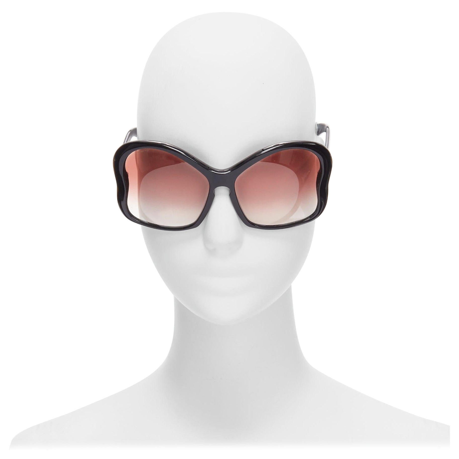 PRADA SPR181 black acetate pink ombre butterfly sunglasses For Sale