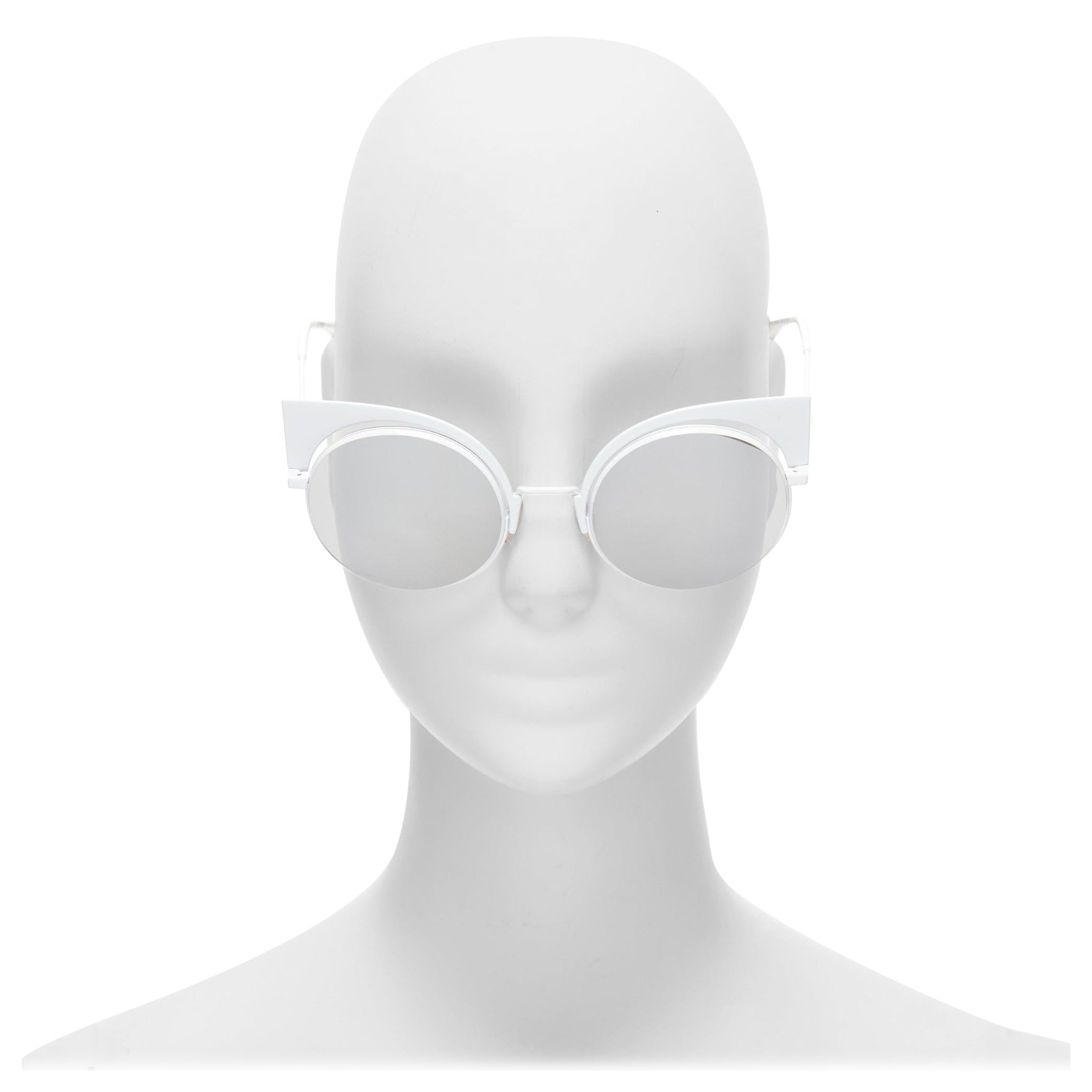 FENDI 0177S white metal logo grey gradient cat eye sunglasses For Sale