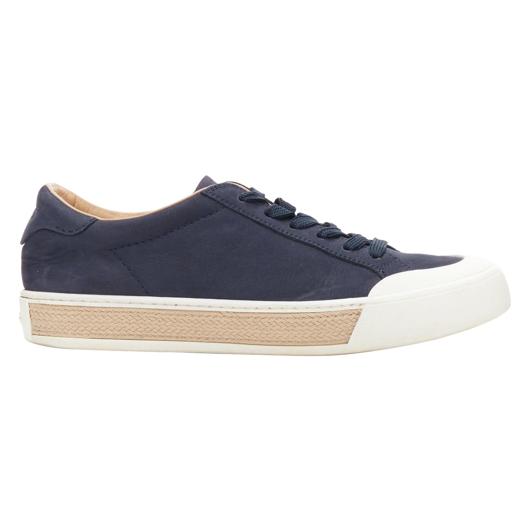 TOD'S navy suede leather espadrille sole low top sneakers UK7.5 EU41.5