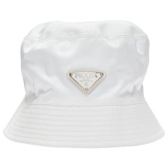 PRADA 2020 Re Nylon Symbole white enamel triangle logo bucket hat M
