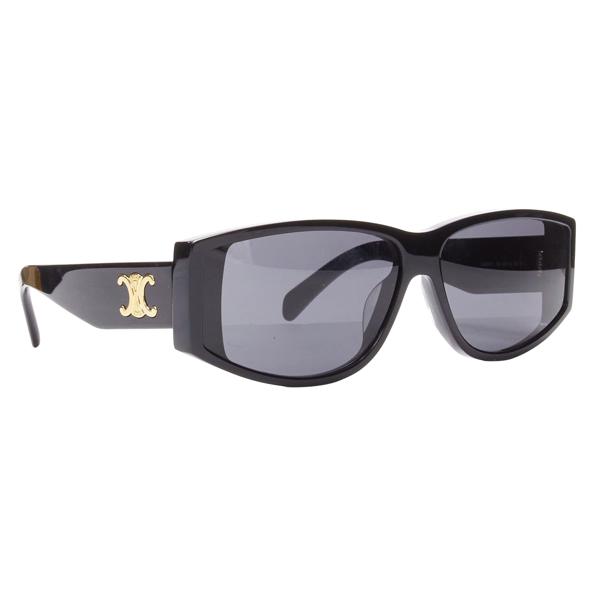 new CELINE Hedi Slimane Triomphe CL40227U black gold logo acetate sunglasses For Sale