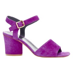 OLD CELINE Phoebe Philo purple suede gold buckle strappy sandal heels EU38