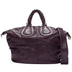 GIVENCHY Nightingale dark purple leather SHW top handle satchel bag