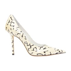 JIMMY CHOO ERIC HAZE Poggy schwarz Grafik Perlen Leder Pumps EU38.5