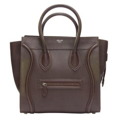 CELINE Luggage burgunderfarbenes Leder mit Front-Reißverschluss und Logo-Shopper-Tasche
