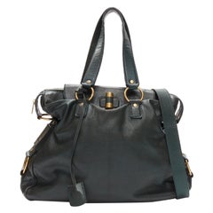 YVES SAINT LAURENT Rive Gauche Muse dark green leather GHW satchel bag