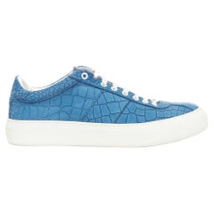 JIMMY CHOO blue embossed scaled leather low top sneakers EU42
