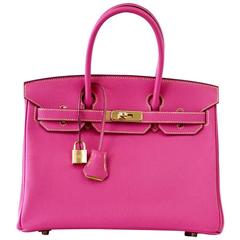 HERMES BIRKIN 30 Bag Rose Tyrien Chevre Horseshoe Limited Edition Gold Hardware 7