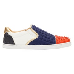 CHRISTIAN LOUBOUTIN red patent spike toe low top skate sneaker EU42