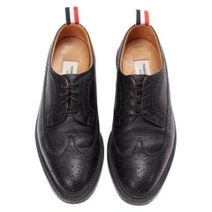 THOM BROWNE schwarz genarbtes Leder perforiert Oxford Brogue Schuhe EU42.5
