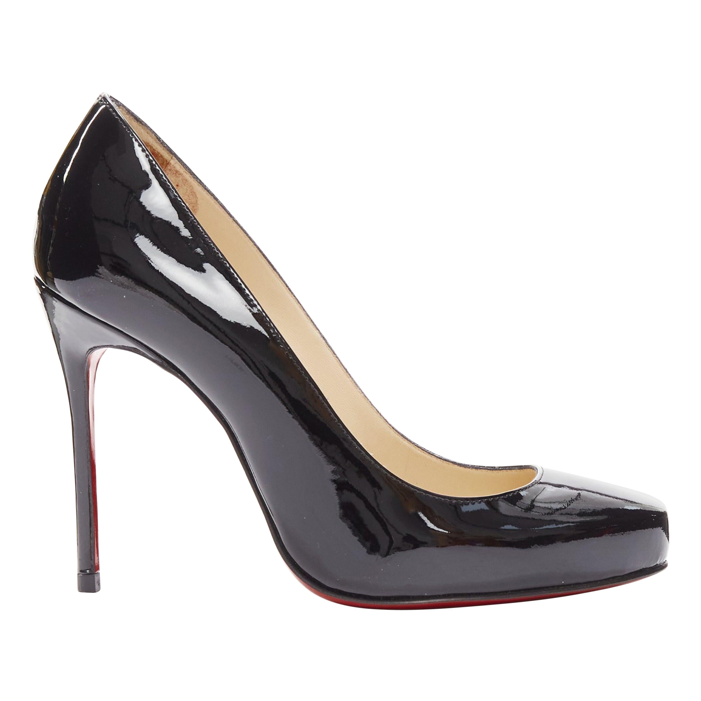 CHRISTIAN LOUBOUTIN Fifille 100 black patent leather classic pumps EU35.5 For Sale