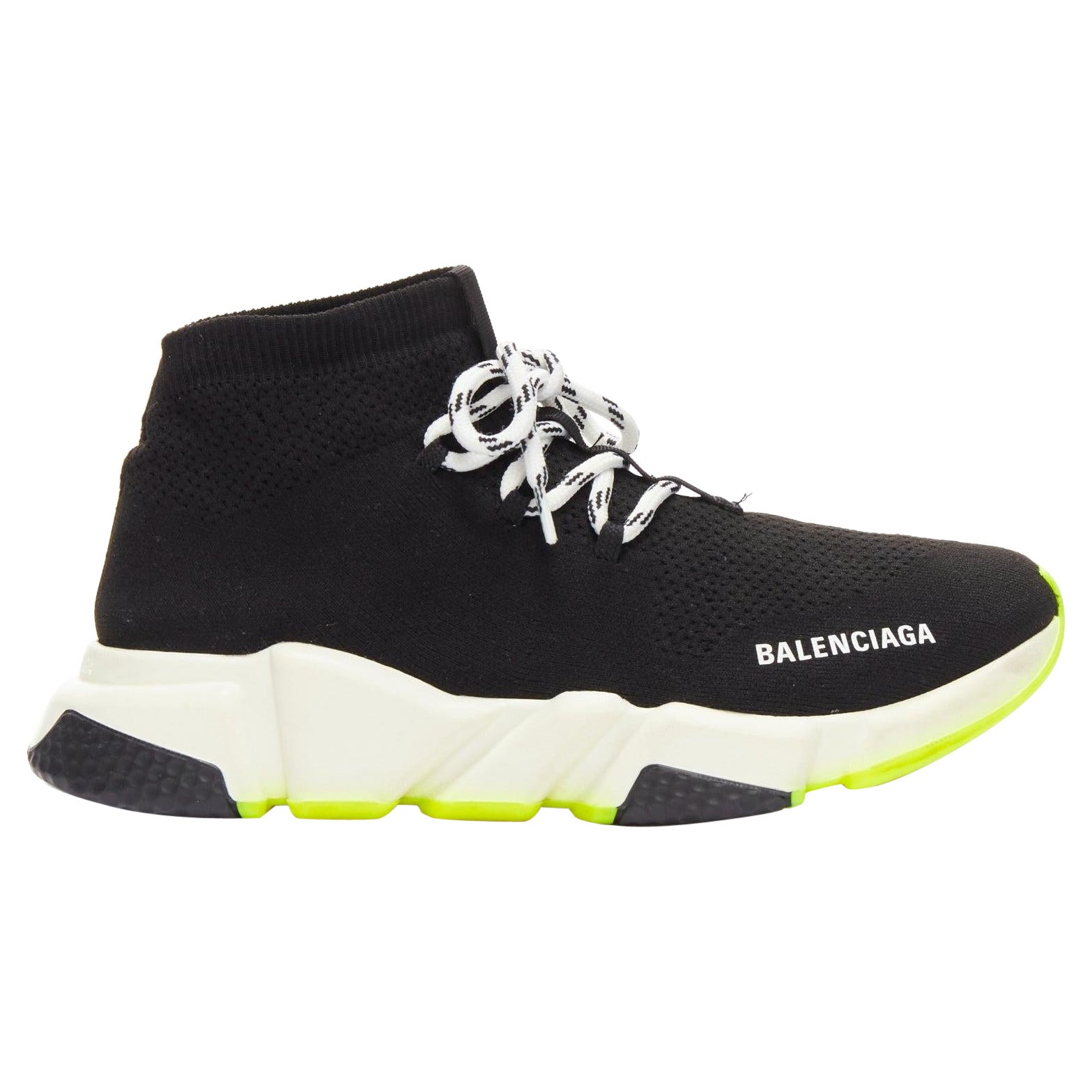 BALENCIAGA Speed neon yellow black logo sock sneakers EU40 For Sale