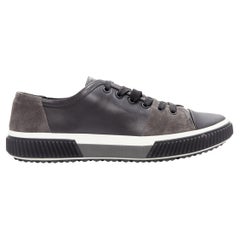 PRADA Stratus schwarz grau Wildleder Leder Low Top Sneakers UK5.5 EU39.5