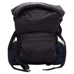 BOTTEGA VENETA black blue technical nylon small fold top backpack bag
