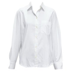 BALENCIAGA 2016 white curved hem topstitch pocket shirt FR36 S