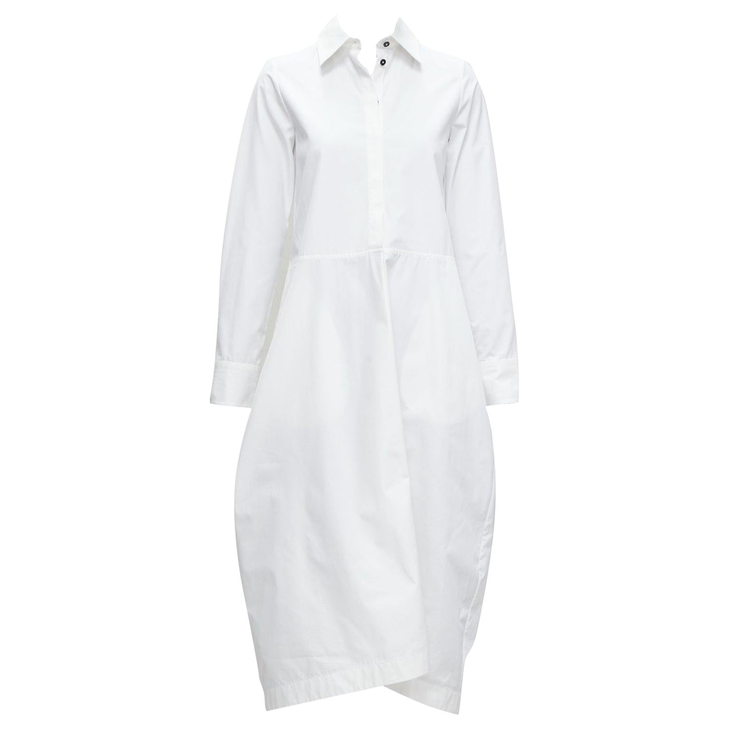 new JIL SANDER 2022 white hidden placket minimal boxy shirt dress FR30 XXS en vente