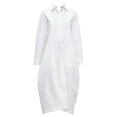 new JIL SANDER 2022 white hidden placket minimal boxy shirt dress FR30 XXS