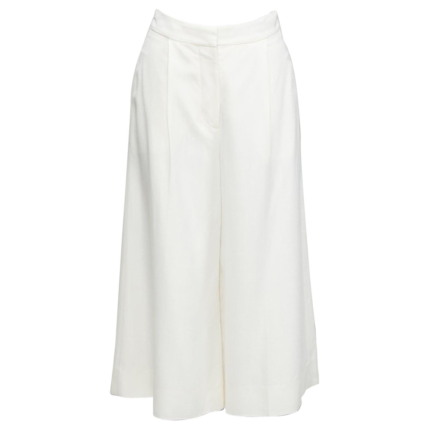 STELLA MCCARTNEY 2017 white silk lined front pleats culotte pants IT34 XXS For Sale