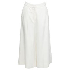 Stella MCCARTNEY 2017 pantalon culotte en soie blanche doublée à plis sur le devant IT34 XXS