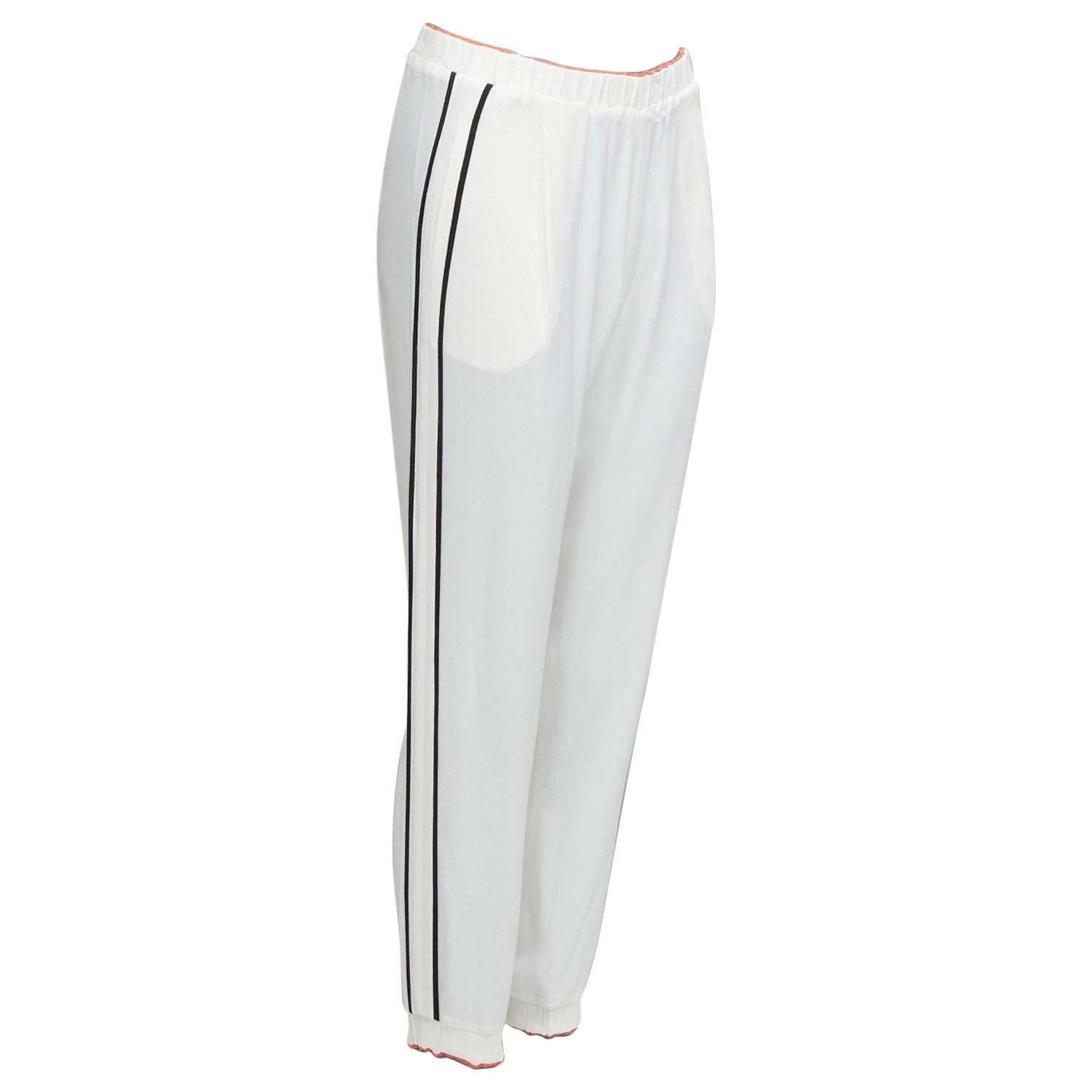 FENDI white silky black orange trims casual jogger pants IT36 XXS For Sale