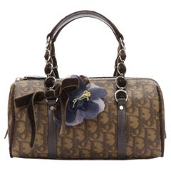 CHRISTIAN DIOR Vintage Romantique Trotter blue flower Boston bag