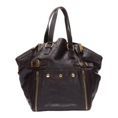 YVES SAINT LAURENT Rive Gauche Downtown dark brown leather GHW tote bag