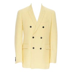 new CALVIN KLEIN 209W39NYC pastel yellow double breasted blazer jacket US40 L
