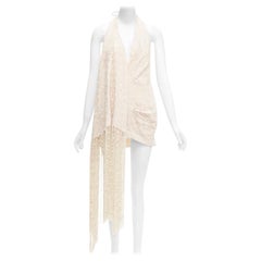new JACQUEMUS La Riviera Valoria beige fringed tweed halter mini dress FR38 M