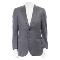 ERMENEGILDO ZEGNA azul gris seda lana doble botón chaqueta blazer clásica 50R L