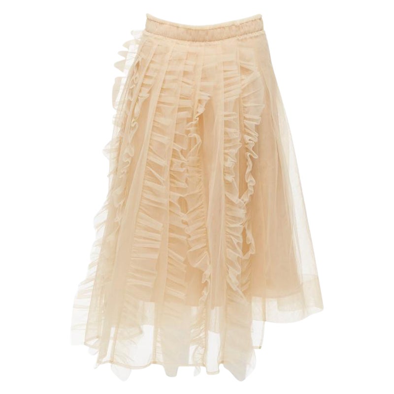 SIMONE ROCHA H&M nude ruffle pleats layered tulle midi skirt FR36 S For Sale