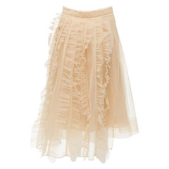 SIMONE ROCHA H&M nude ruffle pleats layered tulle midi skirt FR36 S