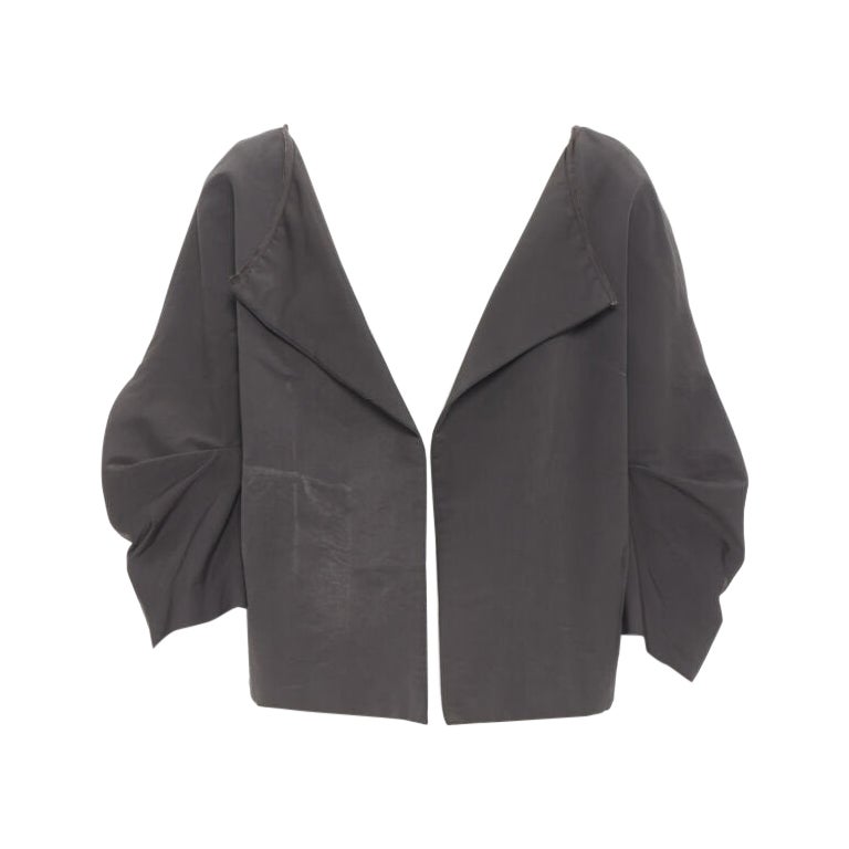 MARNI grey polyester open front pinched sleeve rounded cocoon jacket IT44 For Sale