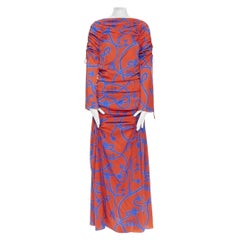 nuovo ELLERY SS18 Rocket red blue venus grecian print shirred ruched midi dress S