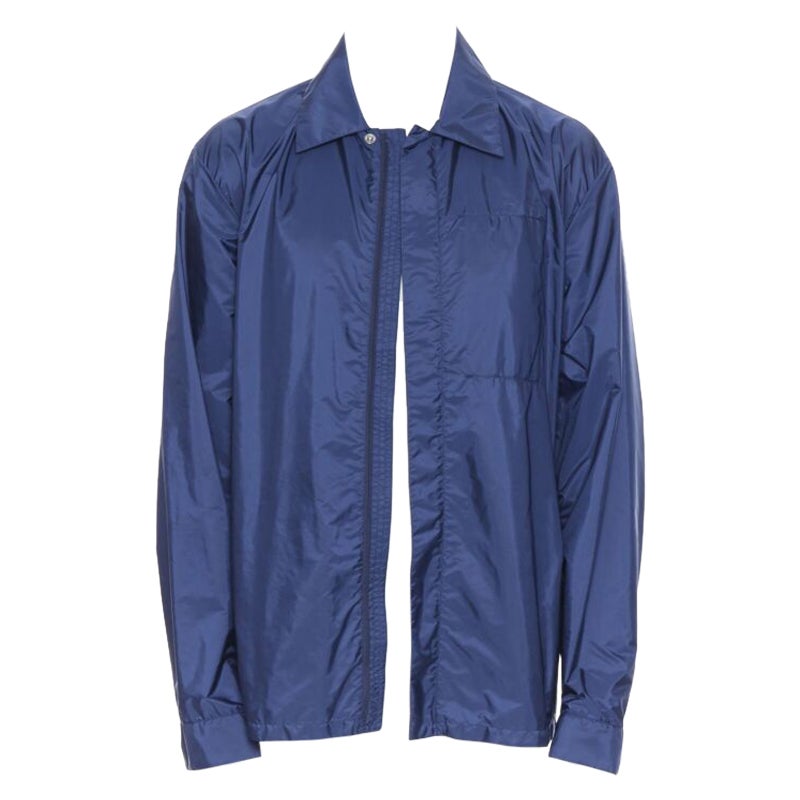 new PRADA Linea Rossa Nylon dark blue side zip light shell shirt style jacket XL For Sale