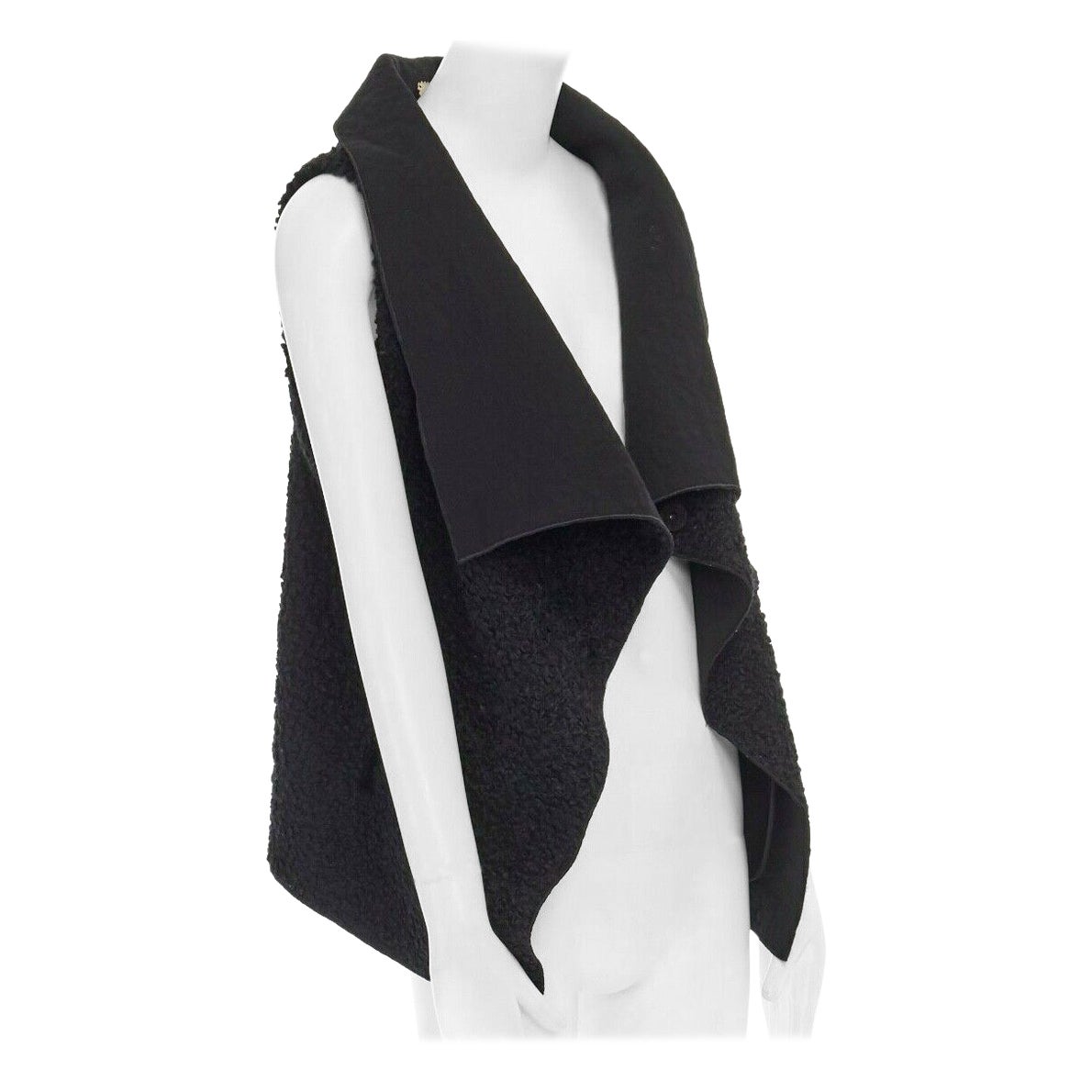 RM ROLAND MOURET wool mohair blend draped collar sleeveless vest jacket US6 M For Sale