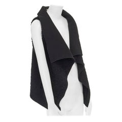 RM ROLAND MOURET wool mohair blend draped collar sleeveless vest jacket US6 M
