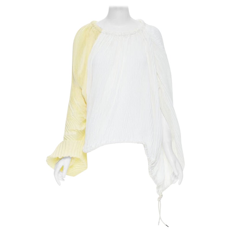 MARNI yellow white knife pleat stringed cord open back voluminous top IT40 S For Sale