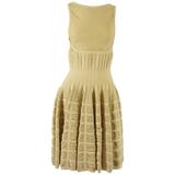 Alaia Camel Silk Knit Sleeveless Flare Dress - 40