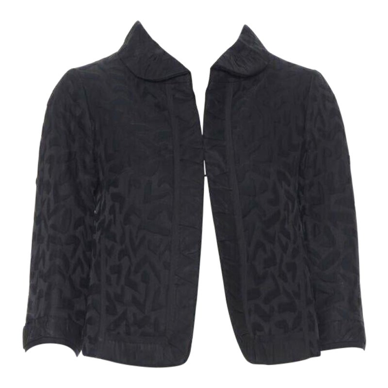 LOUIS VUITTON black cotton geometric pattern jacquard cropped jacket FR36 S For Sale