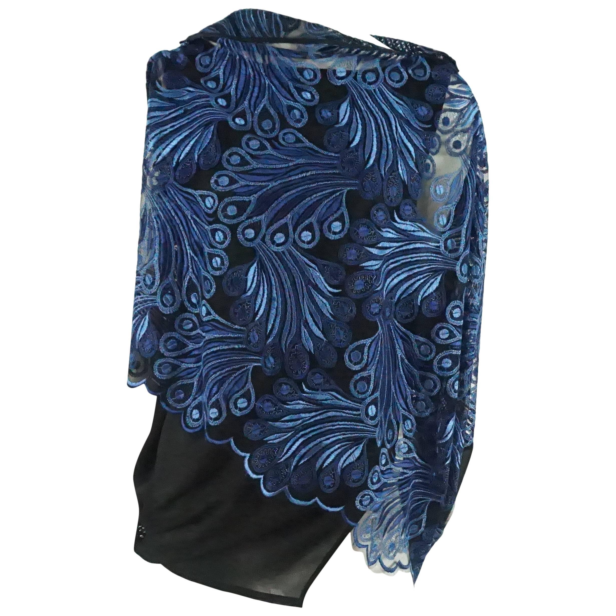 Junya Watanabe Comme des Garcons Blue and Black Lace Top - S For Sale