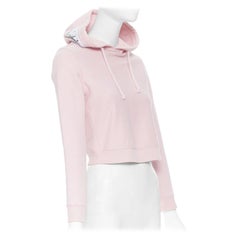 VETEMENTS CHAMPION 2017 pink cotton deconstructed cropped hoodie Kendall S