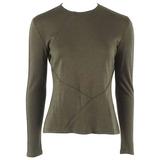 Chado Ralph Rucci Top de manga larga de punto de seda verde militar - 8