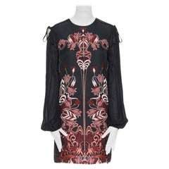 GIAMBA GIAMBATTISTA VALLI schwarz rot floral loque semi sheer sleeves Kleid XXS