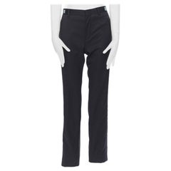 new  GIVENCHY wool black silk trim  metal cuffed waist tuxedo trousers FR36 28"