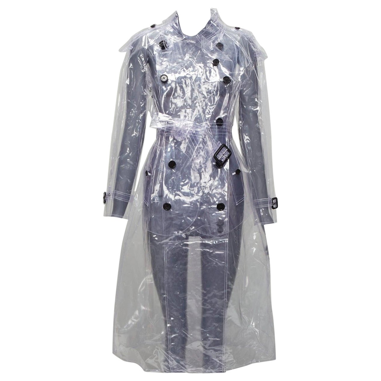 rare BURBERRY 2018 transparent clear PVC trench coat raincoat UK6 M